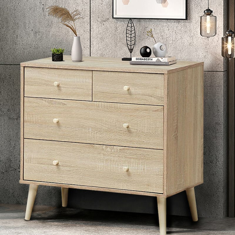 Gymax 4-Drawer Dresser Chest Cabinet Storage Organizer Rubber Leg