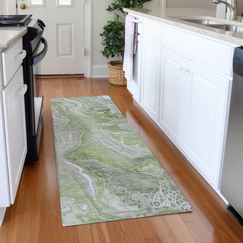 Premium Washable Super Soft Modern Glam Mayfield Rug - Aloe - 2'3" x 7'6"