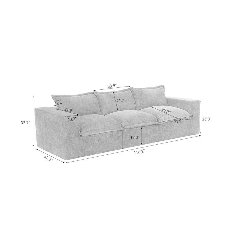 Comfy Cloud Couch Plush Modular Sectional Sofa For Living Room