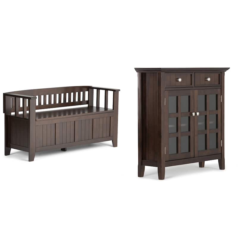 WYNDENHALL Normandy Solid Wood 48" Wide Storage Bench & 36" Wide Storage Cabinet
