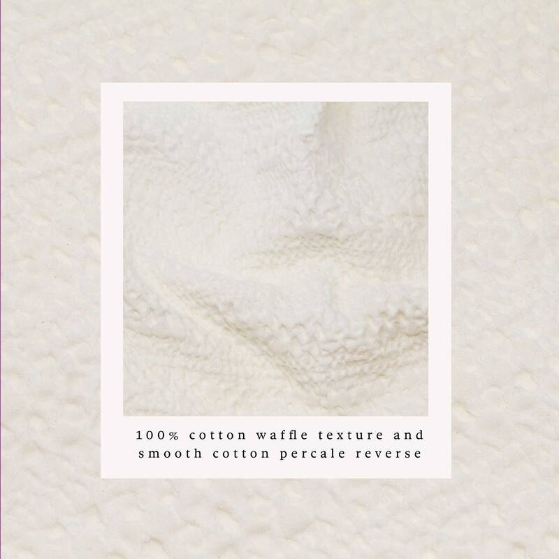 Linery & Co. Cotton Reversible Waffle Weave / Percale Duvet Cover Set