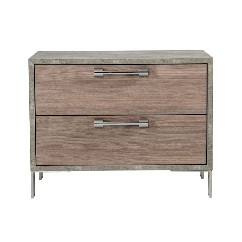 Nova Domus Boston Modern Brown Oak & Brushed Stainless Steel Nightstand