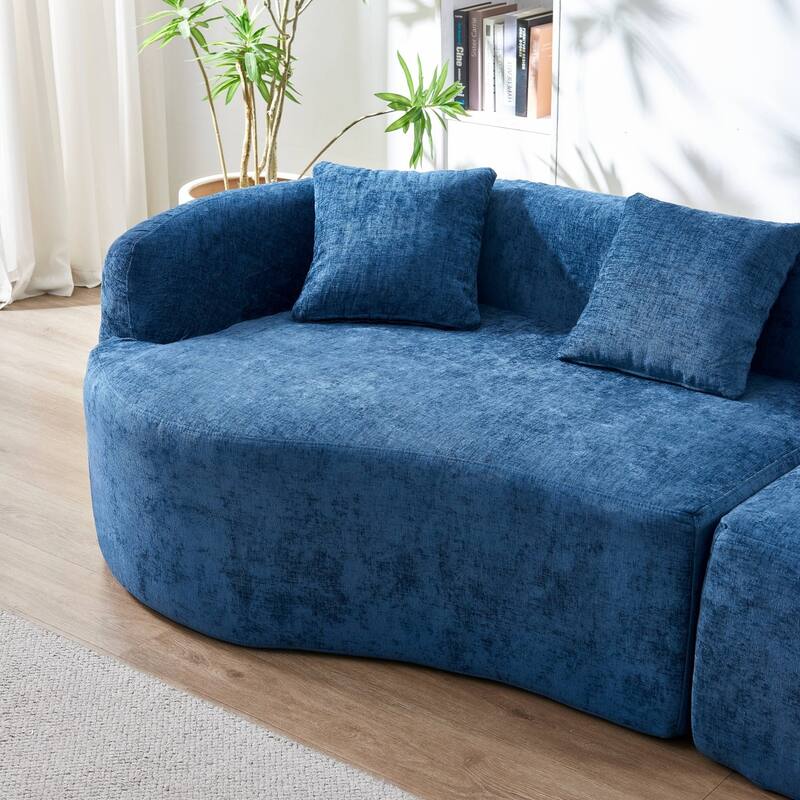 111.02" Curved Chenille Sectional Sofa, No Assembly Required