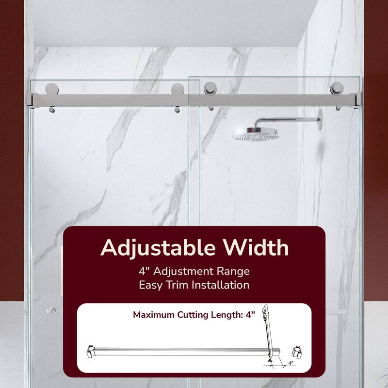 GDFStudio - Modern Minimalist Frameless Double Sliding Shower Door with 3/8" SGCC Tempered Glass & Stainless Steel Hardware