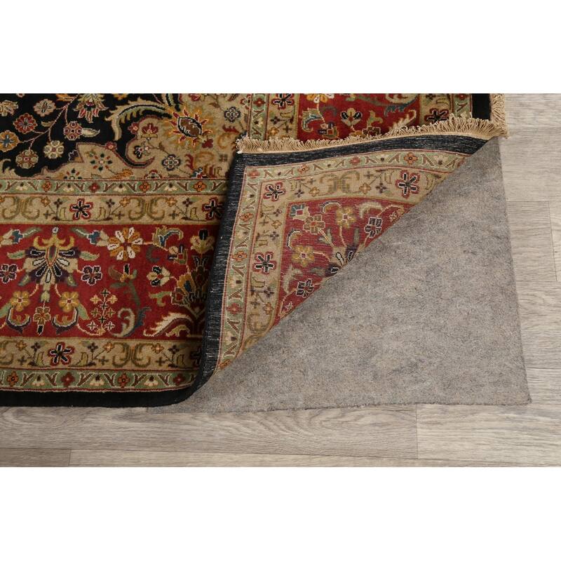 Vegetable Dye Floral Kashan Wool Area Rug Hand-knotted Oriental Carpet - 7'10" x 9'10"