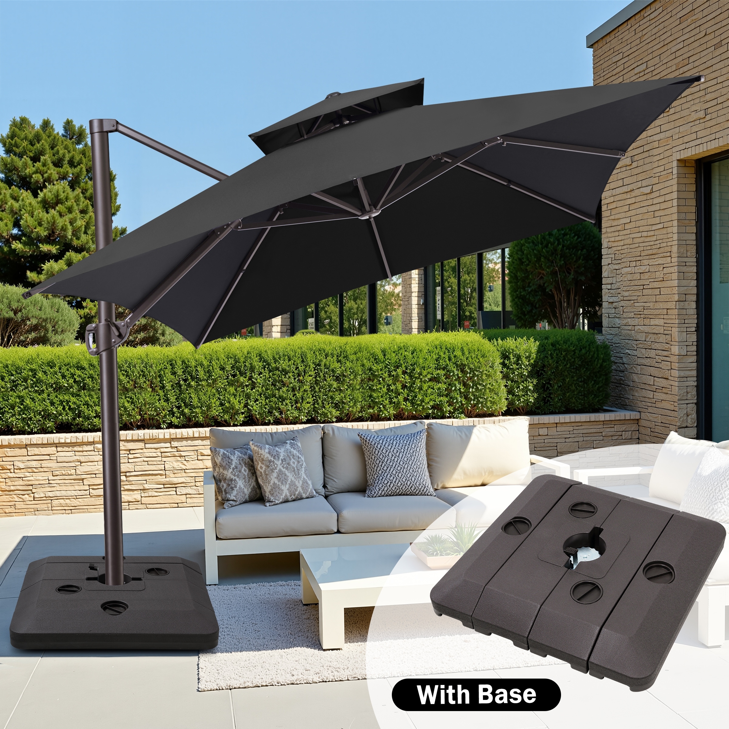 10 x 13 ft Double Top Aluminum Rotating Patio Offset