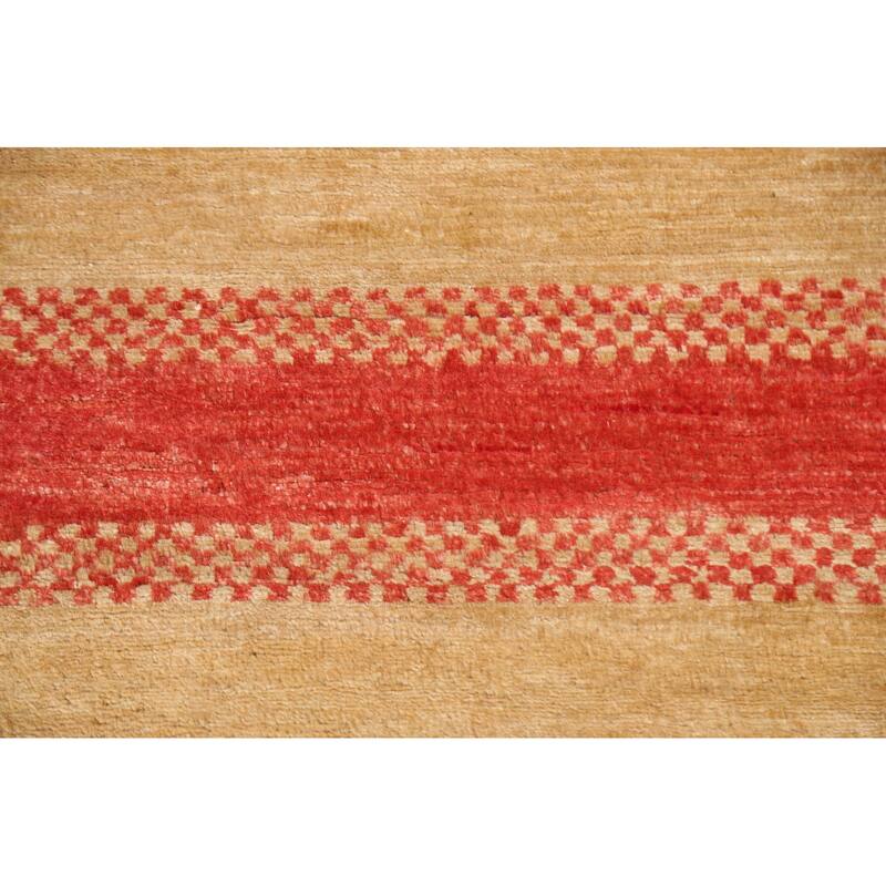 Striped Contemporary Gabbeh Kashkoli Wool Area Rug Hand-knotted Carpet - 2'10" x 4'10"