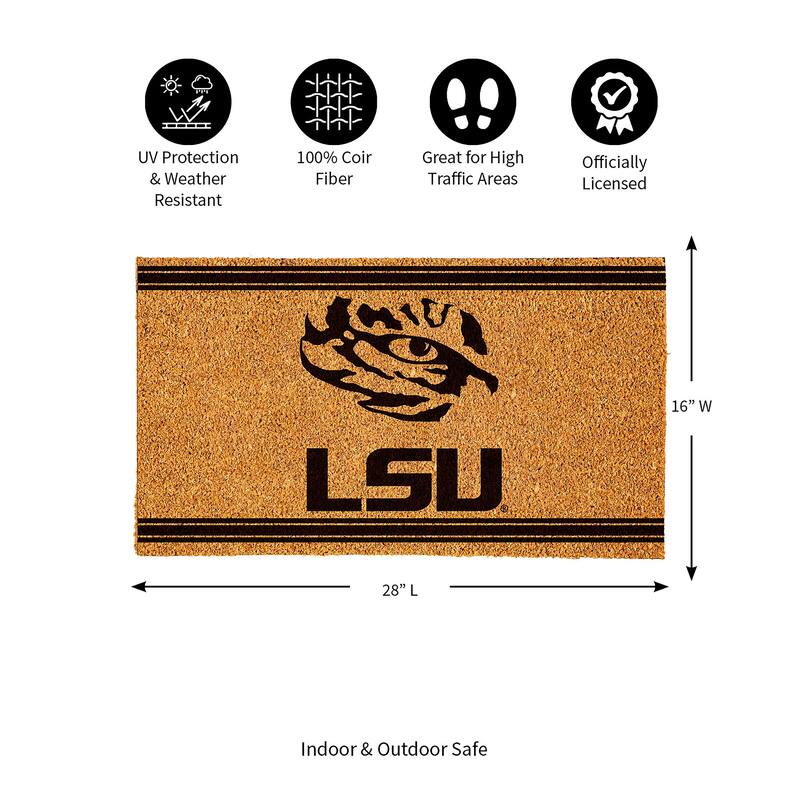 Louisiana State University Monochrome Indoor/Outdoor Coir Door Mat