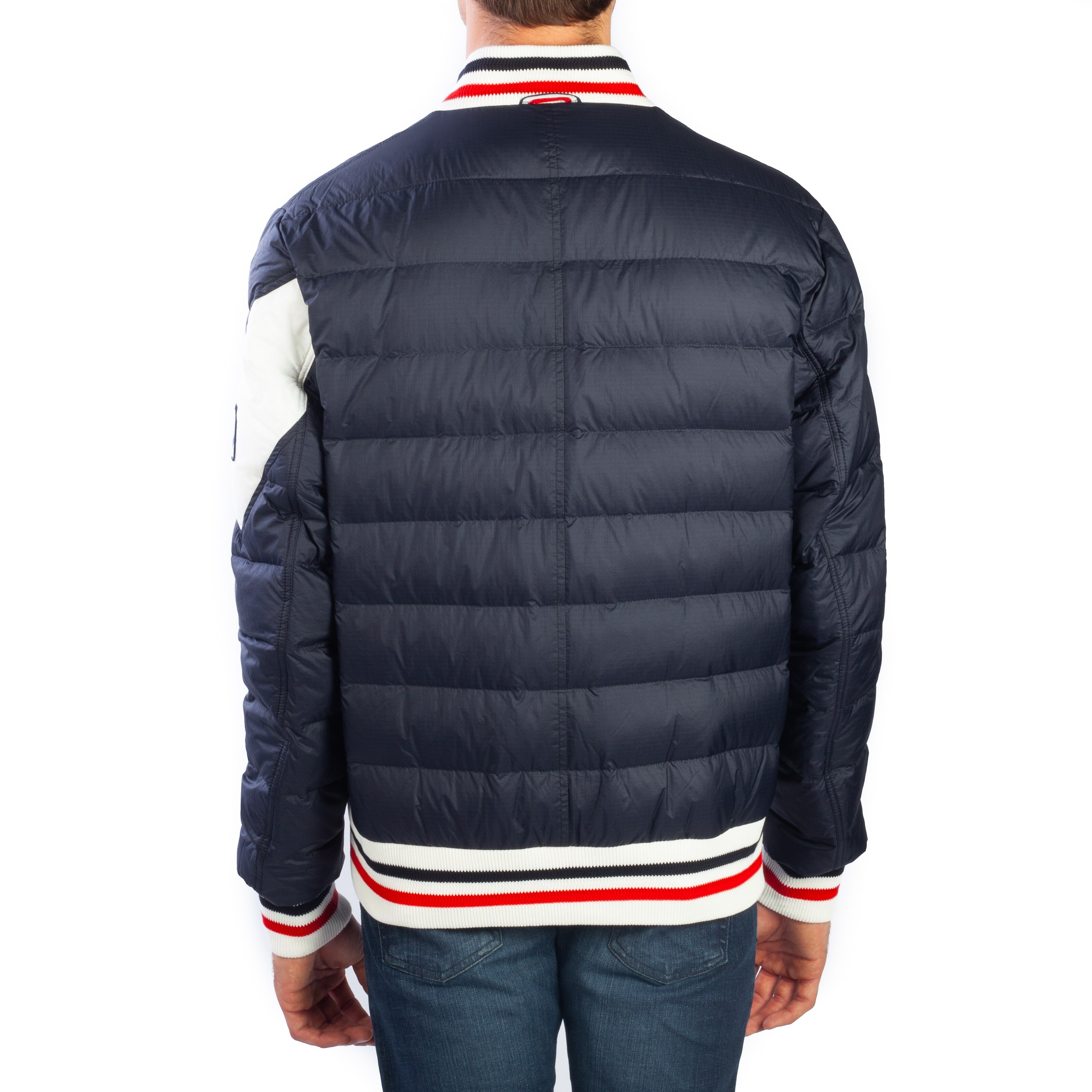 navy blue moncler vest