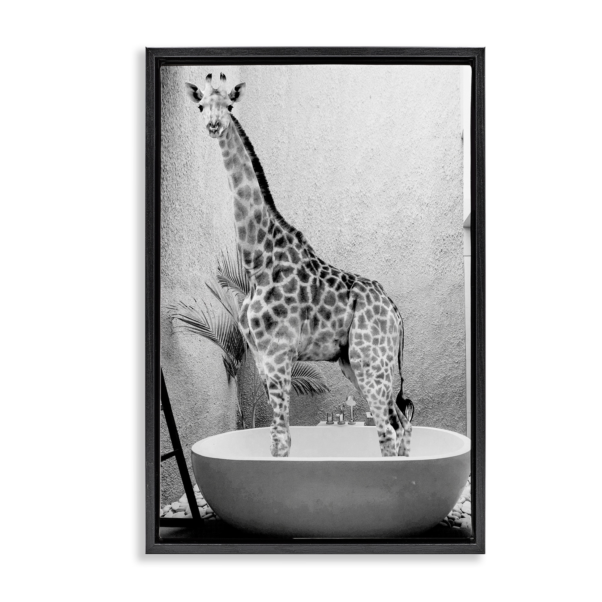 Stupell Safari Bath Standing Tall Framed Floater Canvas Wall Art Design By SD Graphics Studio