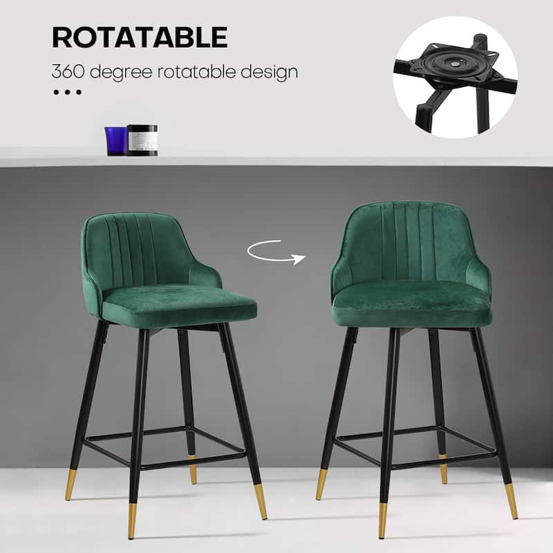 Modern Velvet Upholstered Swivel Counter/ Bar Stools Set of 2/4