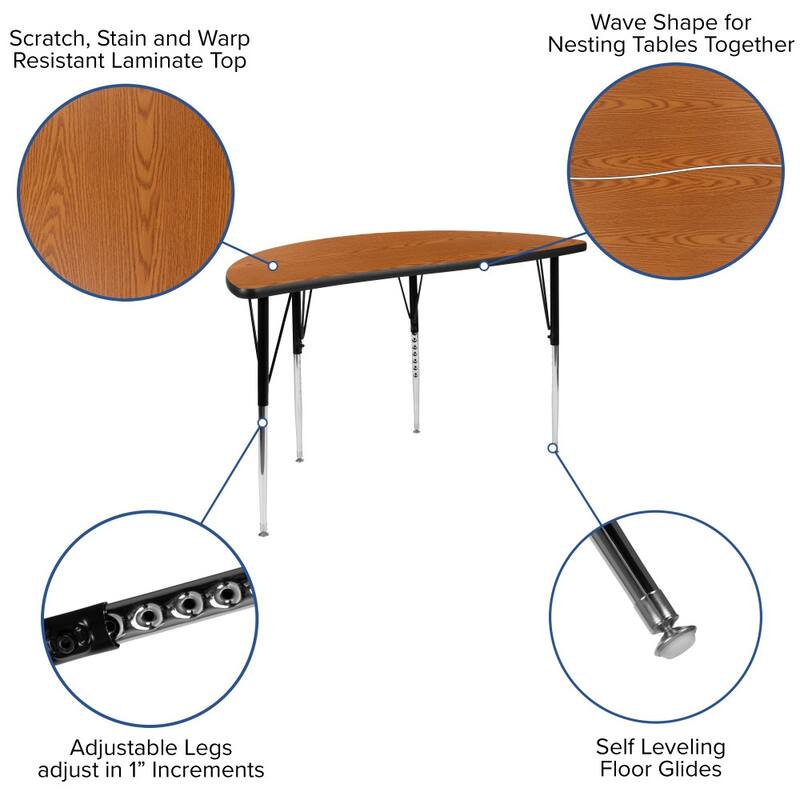 2 Piece 47.5" Circle Wave Flexible Grey Adjustable Activity Table Set
