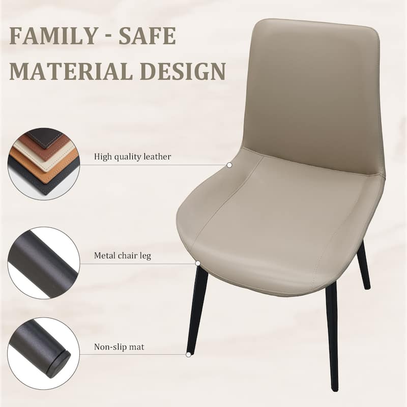 PU Leather Dining Chair with Metal Legs, Modern Upholstered Chair Set of 4 for Kitchen, Restaurant, Living, Meeting Room