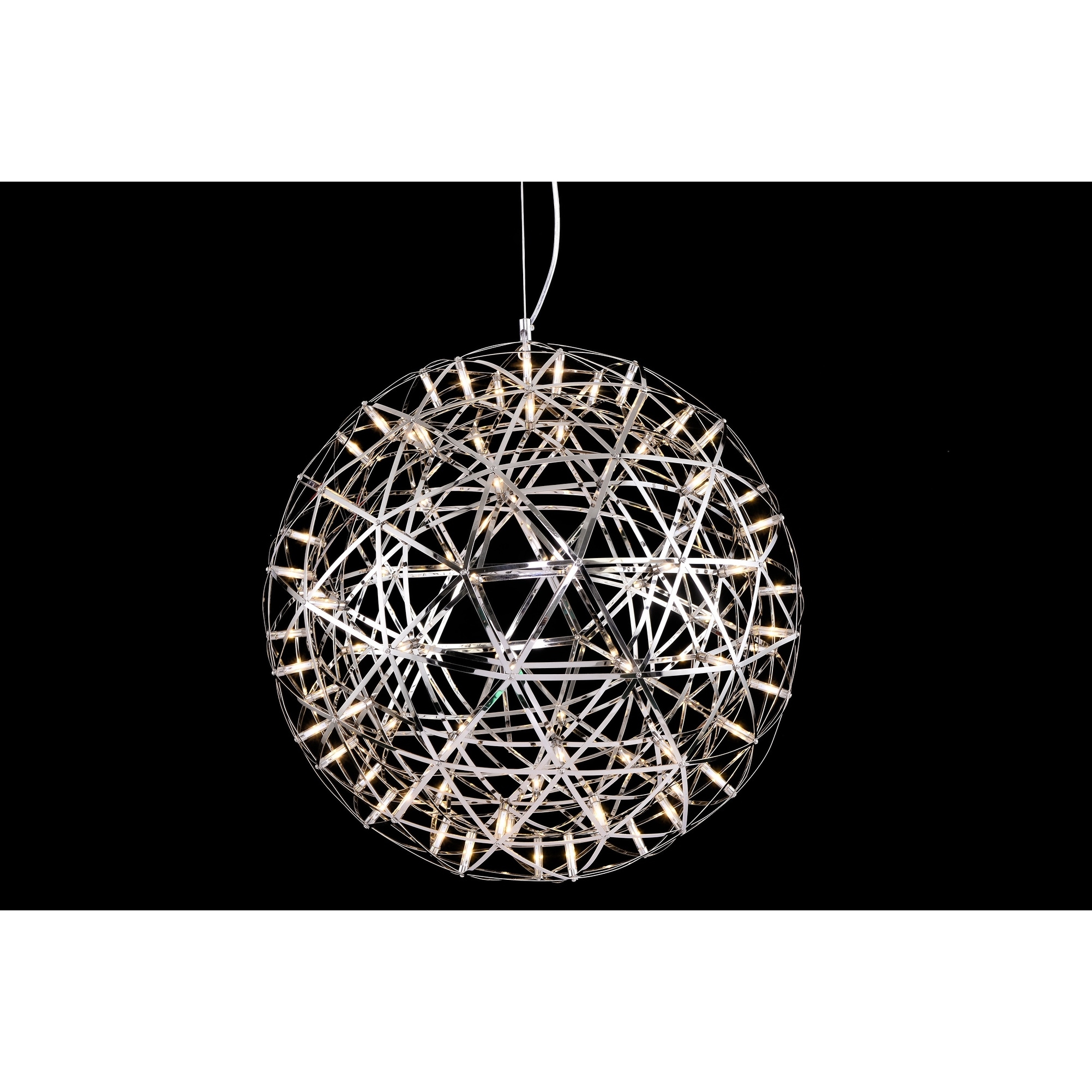 Transitional 92-Light LED Round Chrome Chandelier With Crystal Accents