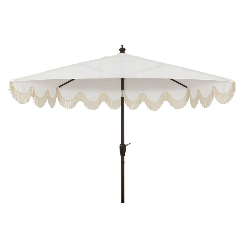 9ft Half Market Umbrella, Scalloped, Crank, Tilt, UV, by JONATHAN Y