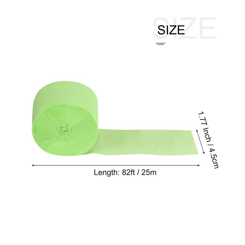 5pcs Crepe Paper Streamer Decoration 82ft Long 1.77 Inch Wide - Light Green