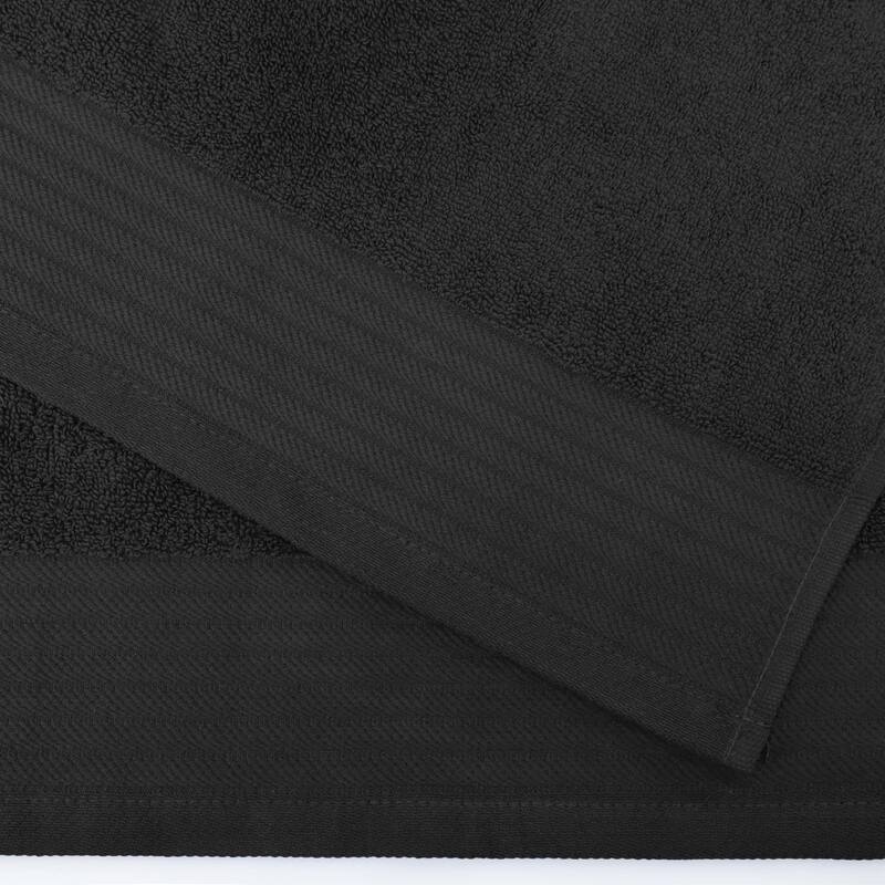 Turkish Cotton Herringbone and Solid Washcloth Towel Set by Superior - Black