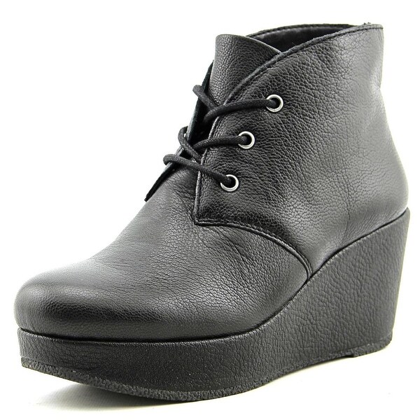 BCBGeneration Kenan Women Open Toe Leather Black Wedge Heel
