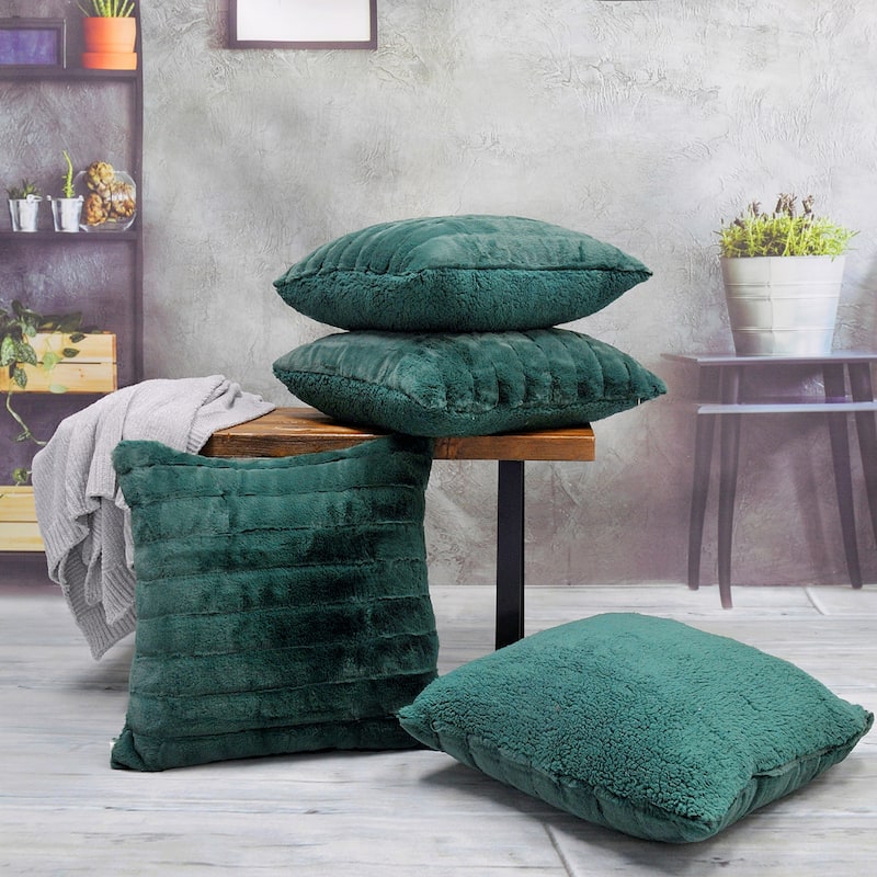 Serenta SuperMink Solid Color Throw Pillow Shell Cushion Cover Set - 20" x 20" - Dark Teal - Set of 3 or More