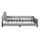 preview thumbnail 6 of 7, Bedroom Platform Bed Full Size Bed Frame Grounded Bed with Headboard, Side Fence, Embedded Copper Nail - Grey