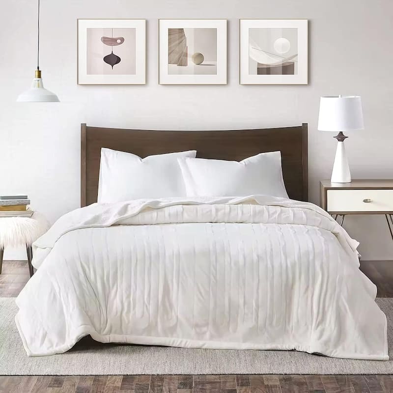 Royalcraft Double-Layer Flannel Heated Blanket with Dual Controllers