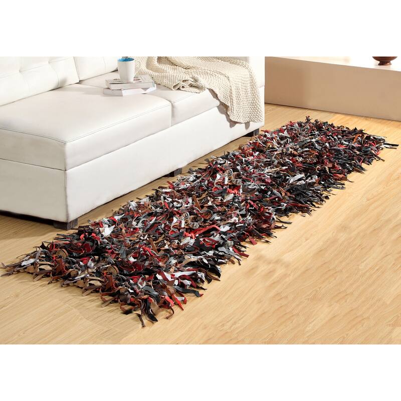 Leather Shaggy Living Room Rug Washable Area Rugs Non Slip Accent Rugs Soft Foldable Indoor Carpet Easy To Clean 2' x 6'