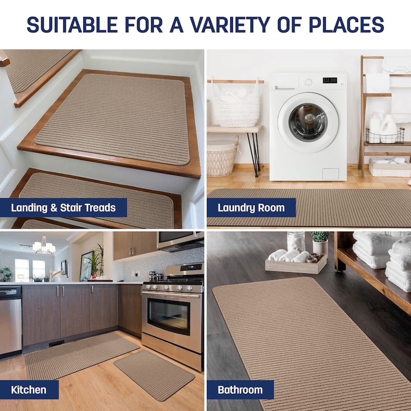Beverly Rug Non Slip Washable Kitchen Rugs and Mats 2 Piece Set, 48"x20" + 30"x20"