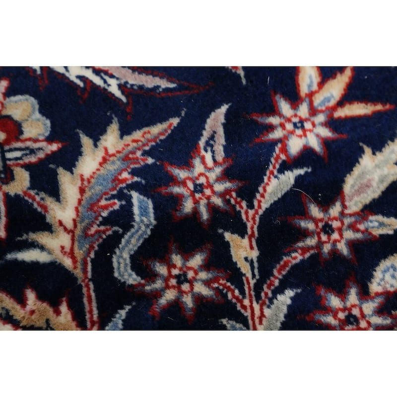 Hand Knotted Oriental 100% Wool Carpet Traditional All-Over Navy Blue & Blues Kashan Area Rug - 12' 2'' X 9' 3''