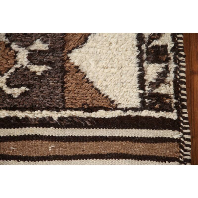 Vegetable Dye Plush Kurdish Turkish Runner Rug Handmade Wool Carpet - 3'1"x 11'3"