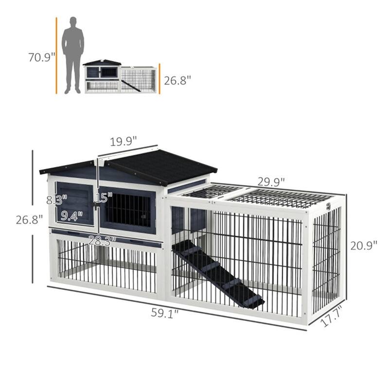 Outdoor Rabbit Hutch Essentials: Building a Safe Haven for Your Pet - 59.1" L x 19.9" W x 26.8" H