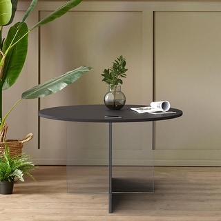Valore Modern Wood Side End Table W Acrylic Base - Round Accent Center Coffee Table for Living Room Bedroom Home Office