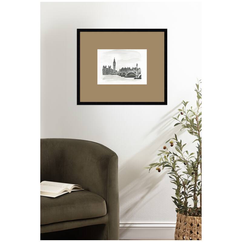 Kate and Laurel Postcard London by Teju Reval Framed Wall Art Print Matted