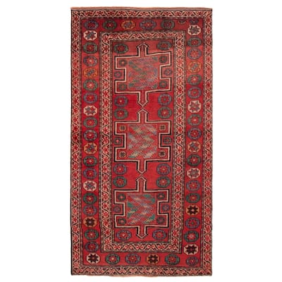 ECARPETGALLERY Hand-knotted Melis Vintage Red Wool Rug - 3'2 x 6'1