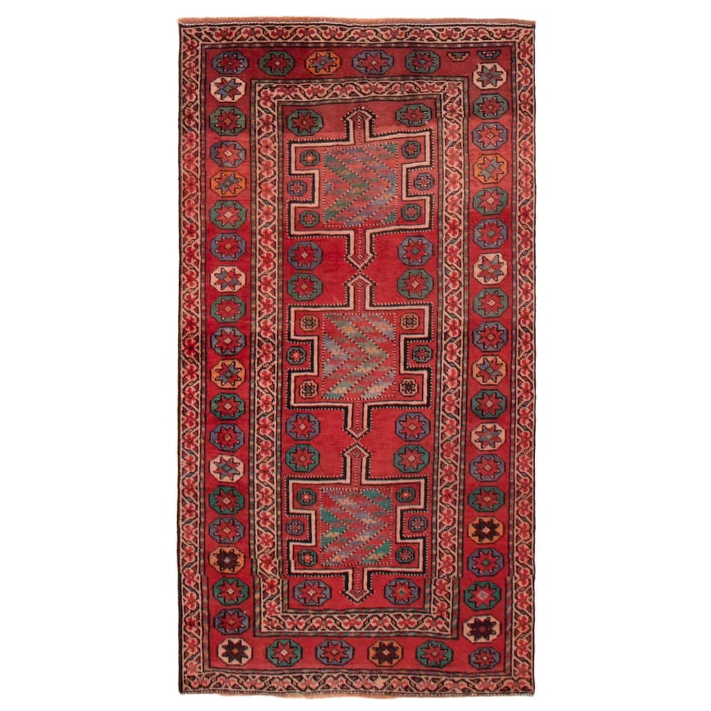 ECARPETGALLERY Hand-knotted Melis Vintage Red Wool Rug - 3'2 x 6'1