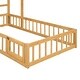 preview thumbnail 12 of 47, Twin Size Wooden Floor Bed with Fence Railings and Detachable Headboard, Kids Dress Up Rack, Playhouse Frame