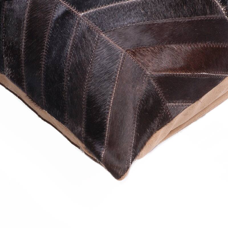 Set of Two 18" Chocolate Chevron Cowhide Throw Pillows