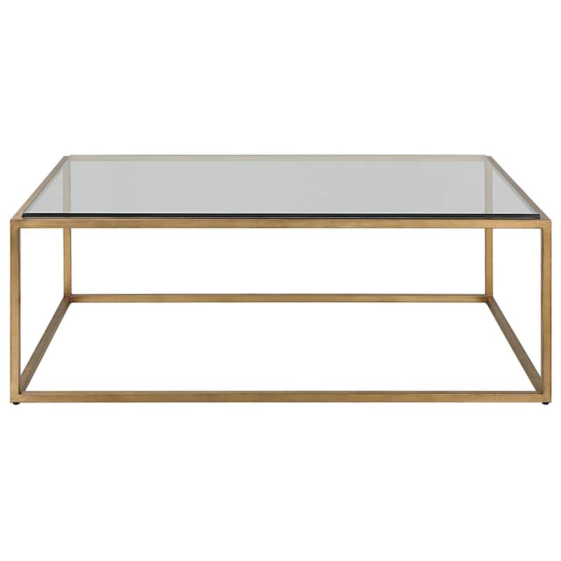 Uttermost 25195 Bravura 48" Wide Iron and Tempered Glass Coffee Table - Brushed Gold