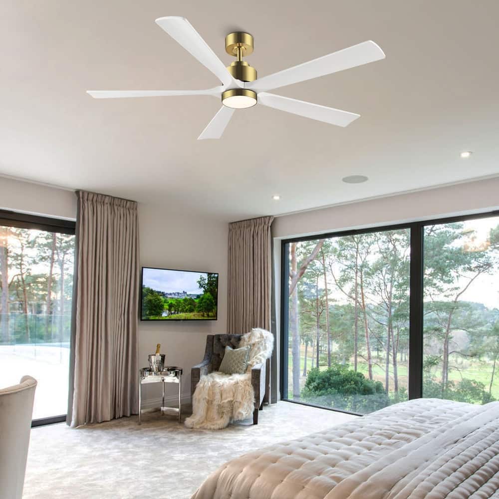 WINGBO 52" / 60" Solid Wood DC Motor Integrated LED Ceiling Fan with Remote