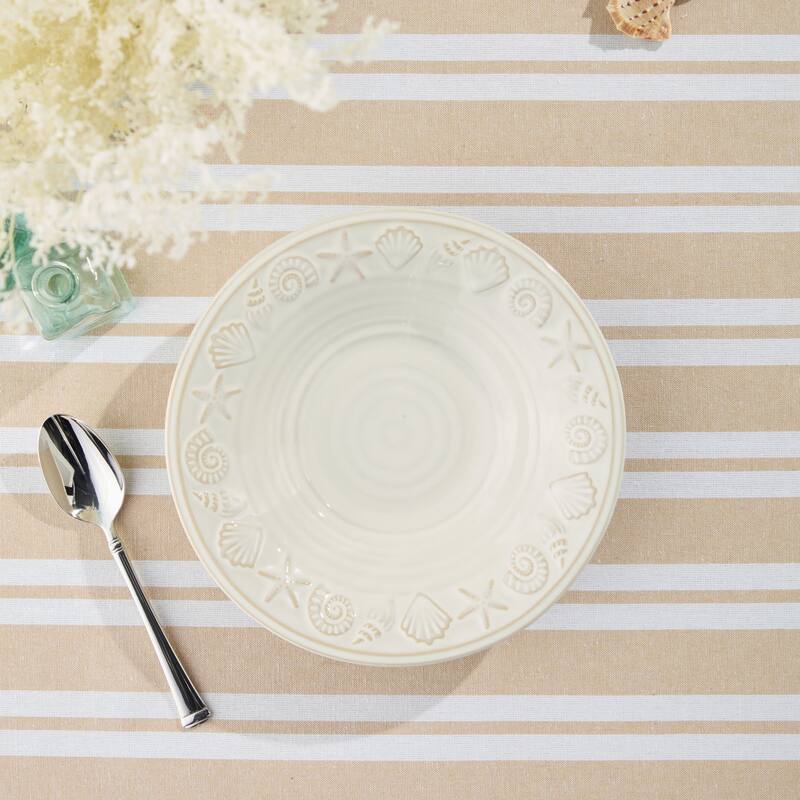 Certified International Coastline Cream 9" Soup/Cereal Bowls, Set of 4 - 9.00"L x 9.00"W x 2.00"H