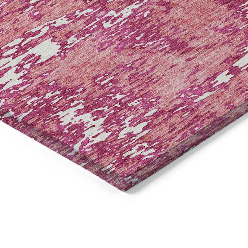 Machine Washable Indoor/ Outdoor Abstract Pixels Chantille Rug