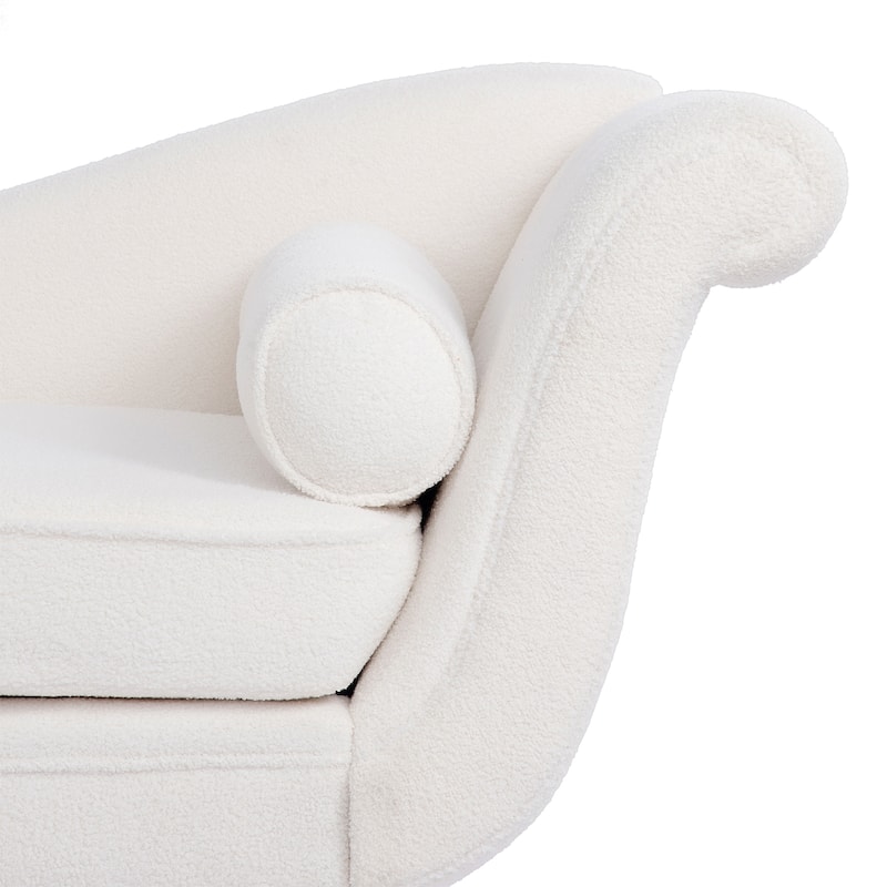 Upholstered Chaise Lounge Chair Indoor, Classic Sled Lounge Chair with Birch Legs & Lumbar Pillow for Living Room, Bedroom