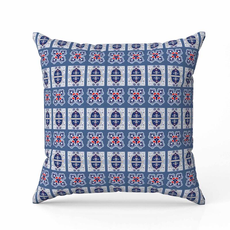 Darbari Dynasty Faux Suede Reversible Throw Pillow Blue and Red