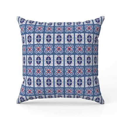 Darbari Dynasty Faux Suede Reversible Throw Pillow Blue and Red