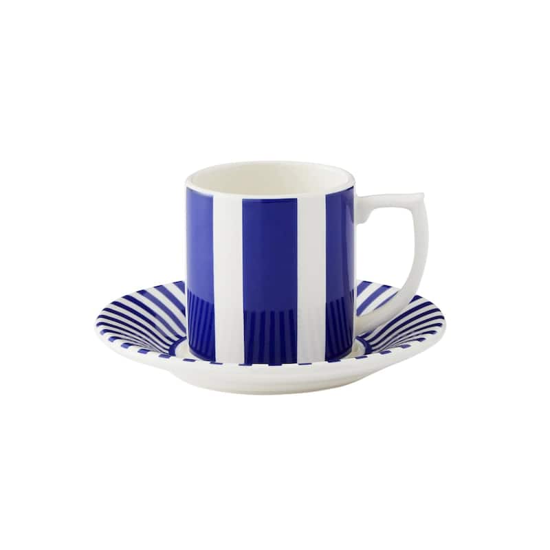 Spode Set of 4 Steccato Bold Espresso Cups and Saucers - 3 oz