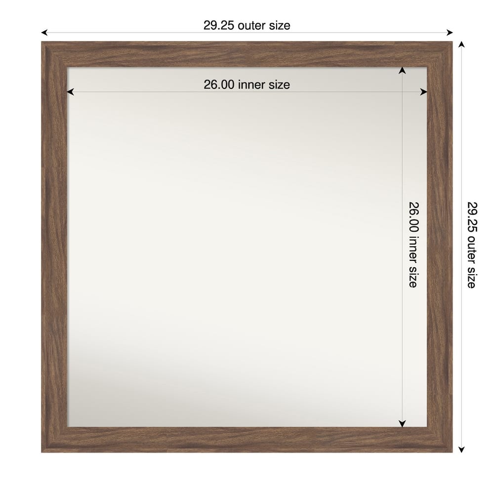 Pia Medium Brown Narrow Non-Beveled Framed Wall Mirror - Pia Medium Brown Narrow