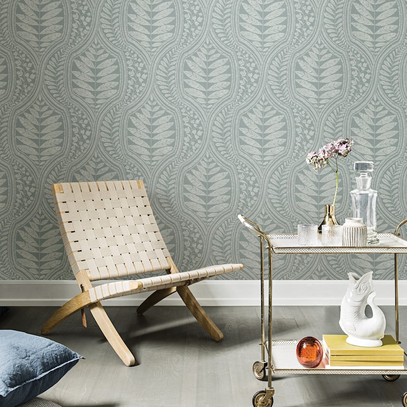 Scott Living Juno Teal Ogee Wallpaper