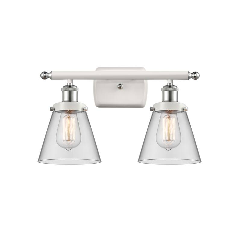 Innovations Lighting Ballston Urban Cone - 2 Light 16" Bath Vanity Light - Clear/White and Polished Chrome