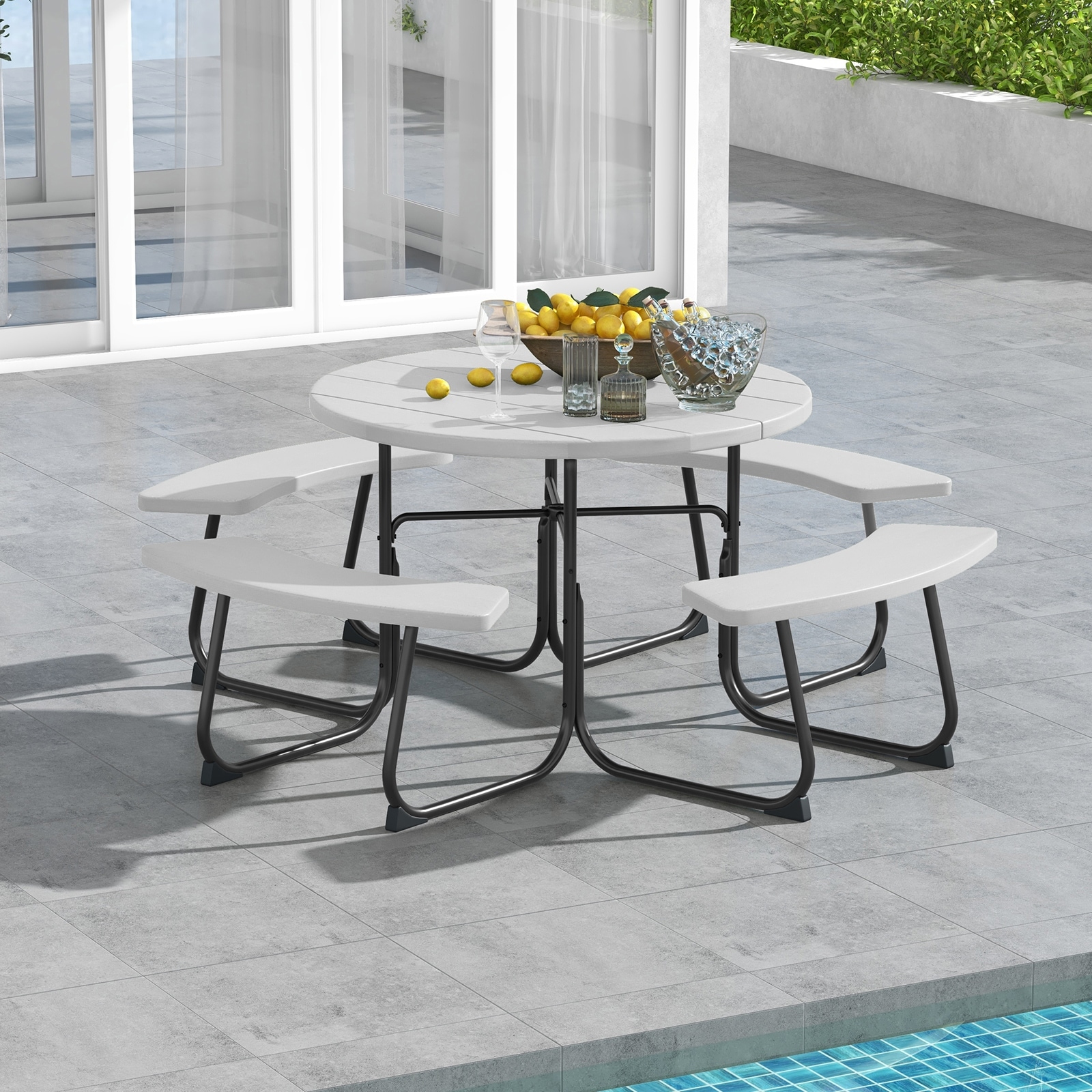 Gymax Outdoor Picnic Table Portable Picnic Table Bench w/ 4 Benches &
