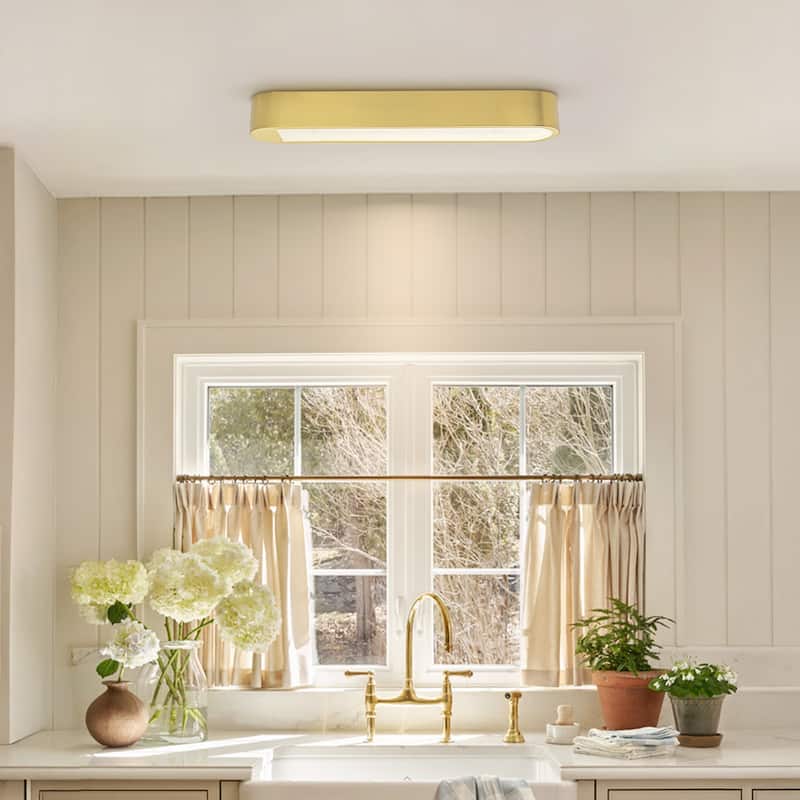 Rennnsan 25.6" 1-Light Modern Brass/Black Linear Bathroom Vanity Light with Ribbed Glass Shade