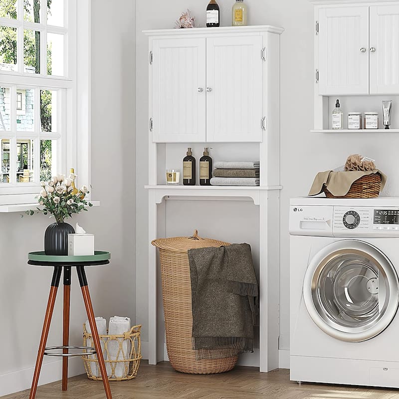 UTEX Bathroom Storage Over The Toilet, Bathroom Cabinet Organizer with Adjustable Shelves and Double Doors